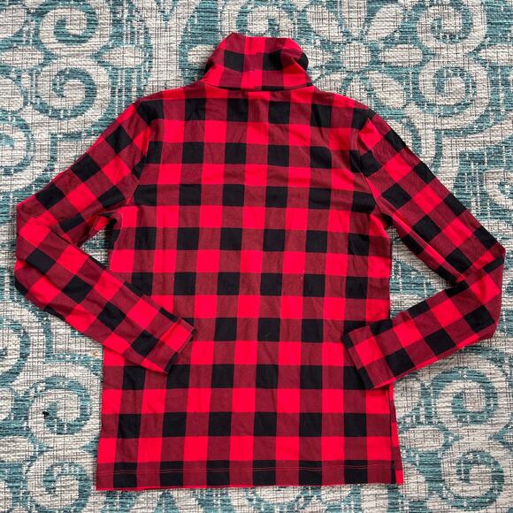 LOFT Red Black Buffalo‎ Plaid Turtleneck Long Sleeve Top - Size MP - Picture 3 of 7